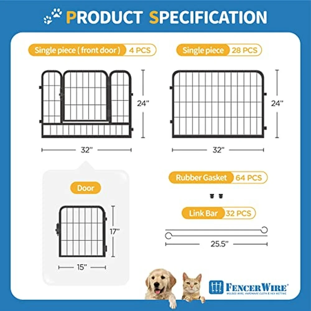 Foldable Outdoor/Indoor Pet Playpen with Gate Available in 24