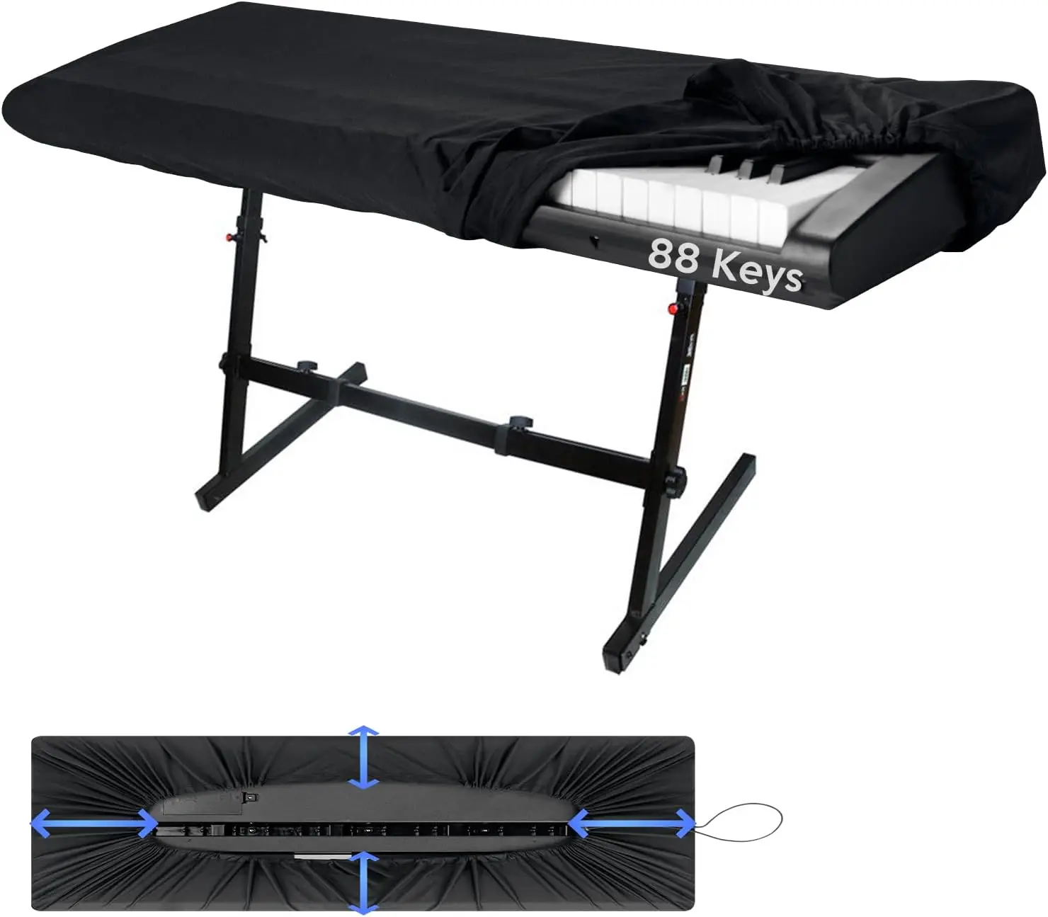 Dustproof Cover for 88-key Piano Keyboard, Music Dustproof Elastic Electronic Keyboard Cover