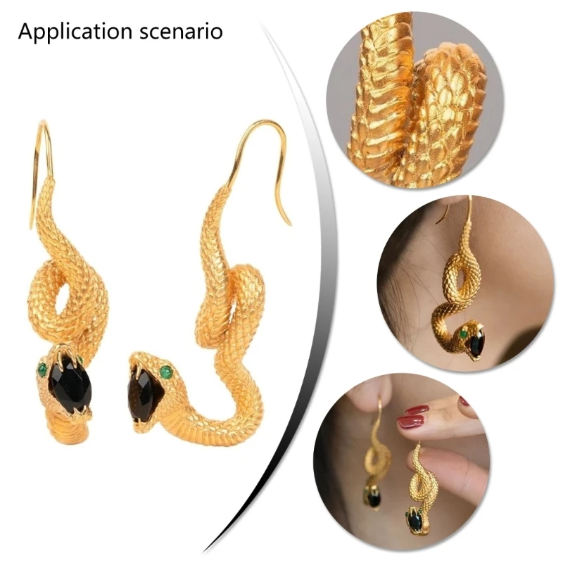 Serpentines Dangle Earrings Eye Catching Snake Shaped Ear Pendants Stylish Statement Accessories for Everyday Commute