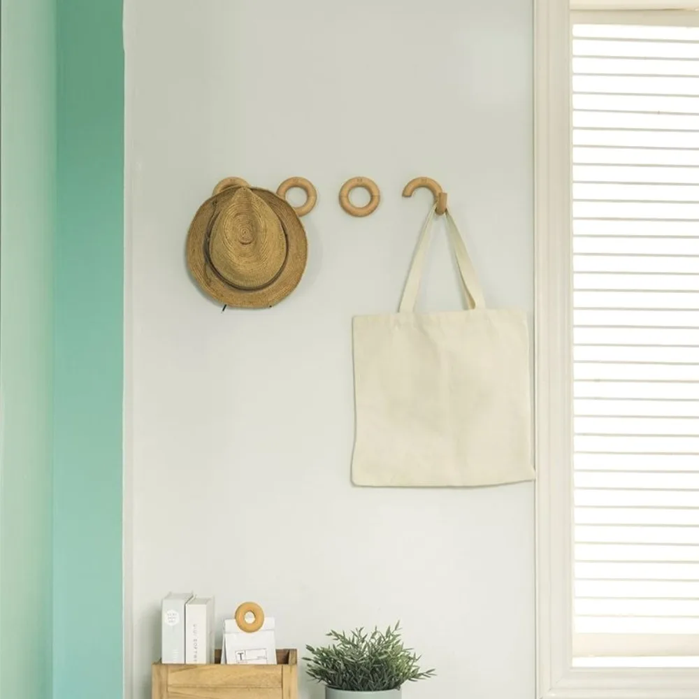 

Solid Wood Wall Hooks Creative Hanging Organizers Caps Stable Load-bearing Storage Coat Rack for Bags Home and Organization