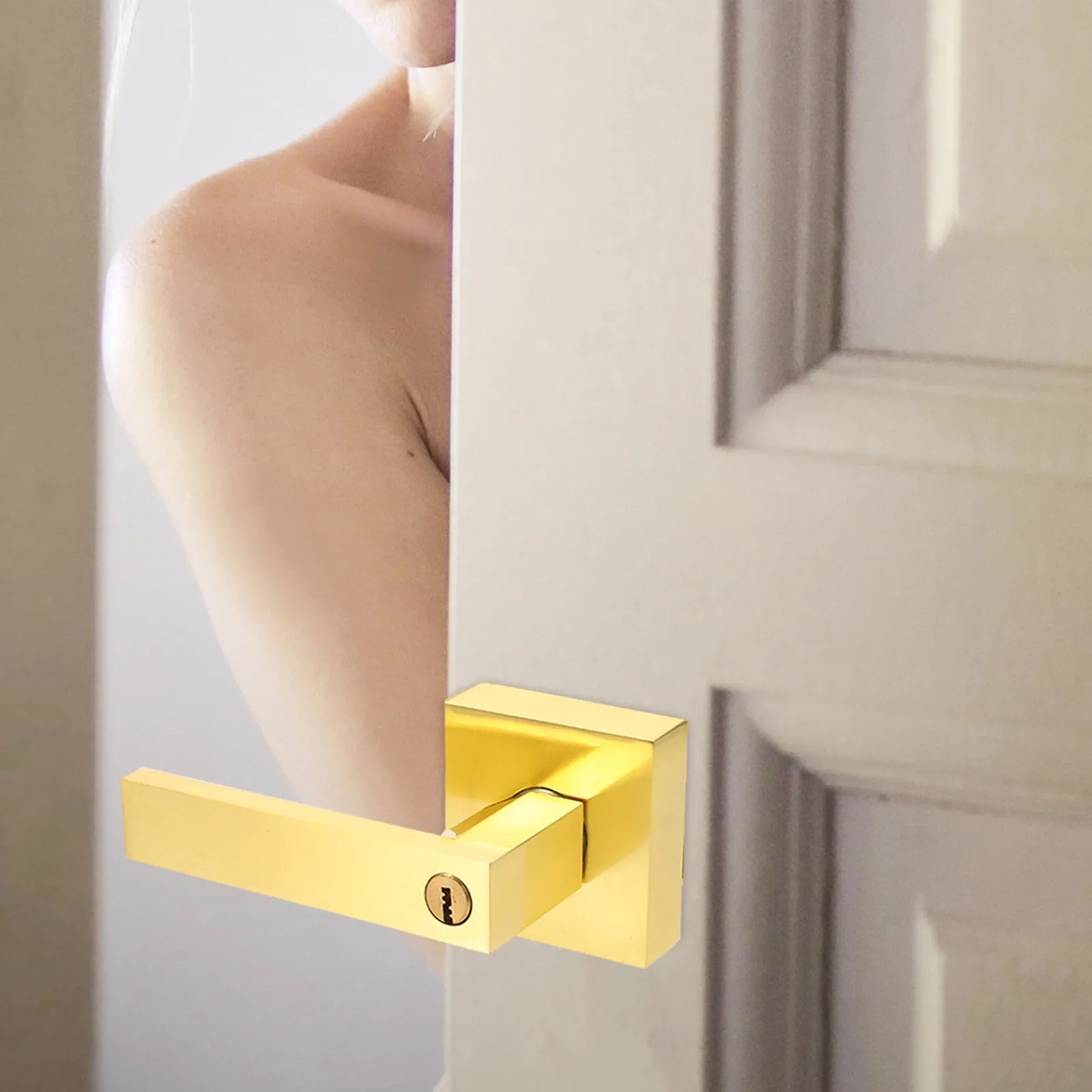 

1Set Metal Door Lock Knob Aluminum Alloy Privacy Handle for Bedroom Wooden Door Interior Heavy Duty Security Locking Kit