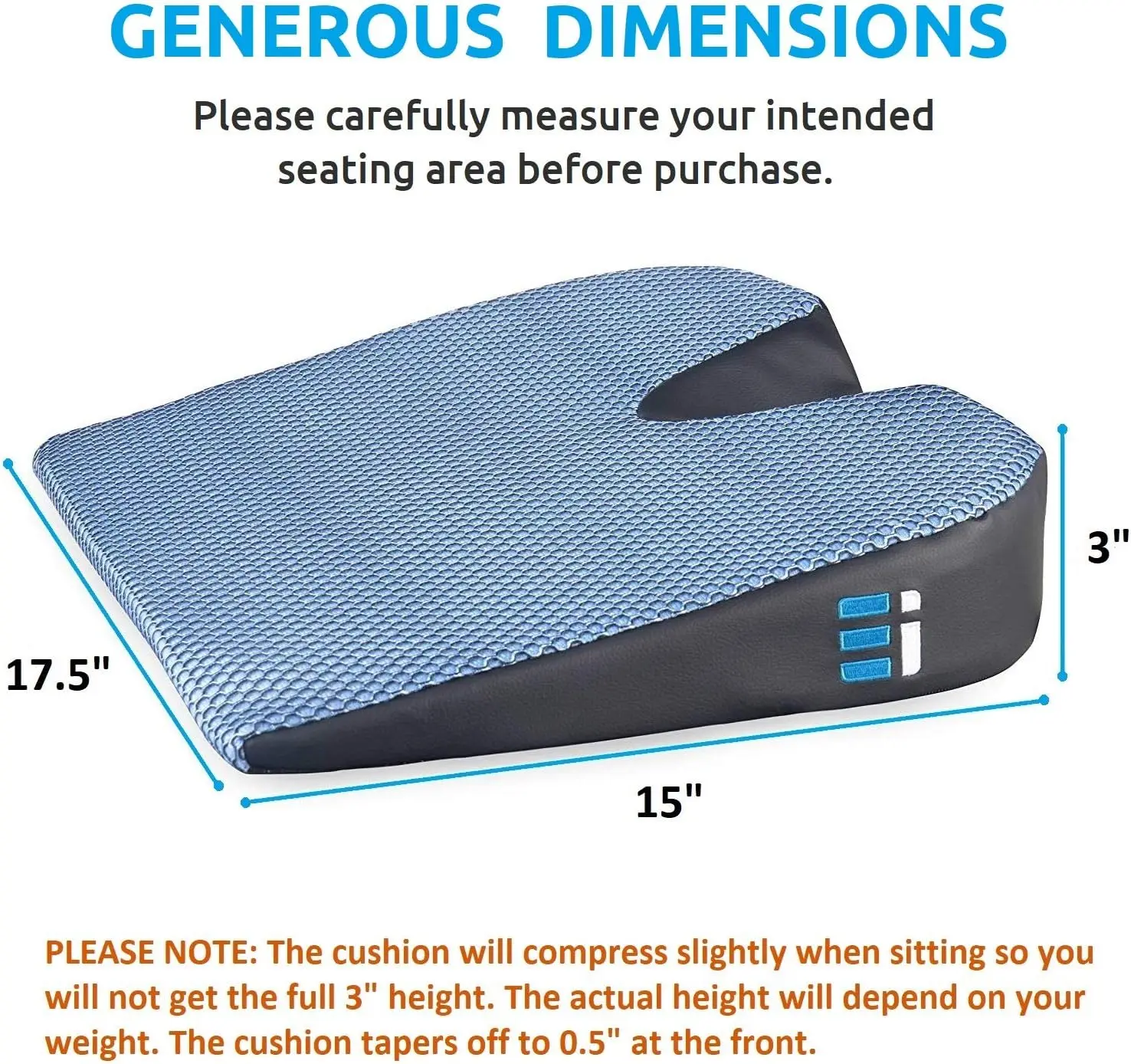 Driving, Office, Home Use - Non-Slip Memory Foam Wedge Car Seat Cushion for Sciatica, Back & Hip Pain Relief