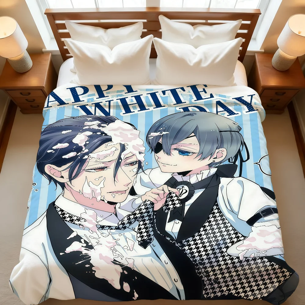 B-Black Anime B-Butler Blanket Throw Super Cosy Plush Living Room Sofa Couch Childish Birthday Gifts