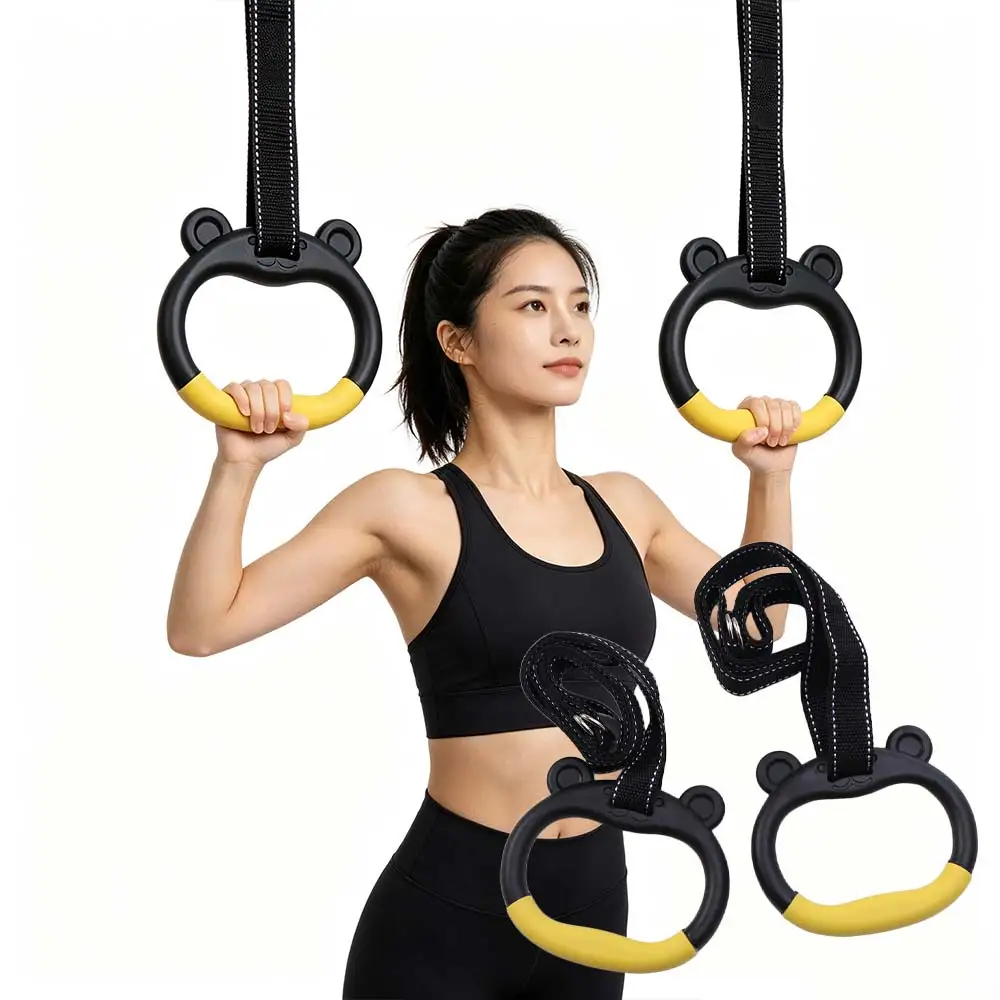 Anéis de Ginástica com Alças Antiderrapantes Ajustáveis para Barra Fixa, Duráveis para Exercícios de Força e Fitness