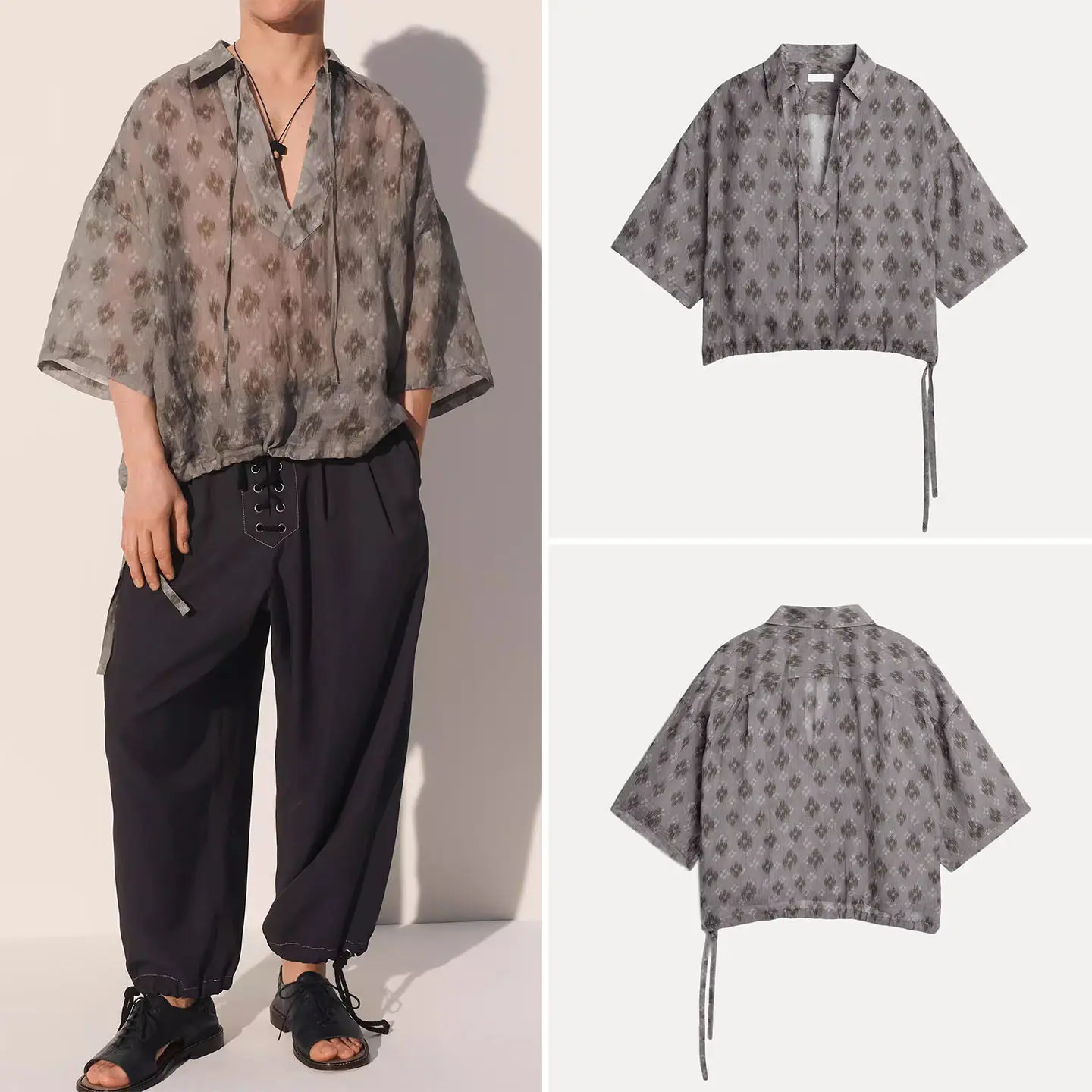 

Модная мужская рубашка с принтом, свободного кроя, с рукавом 3/4, отложным воротником, в повседневном стиле, весна 2026, бренд ZADATA