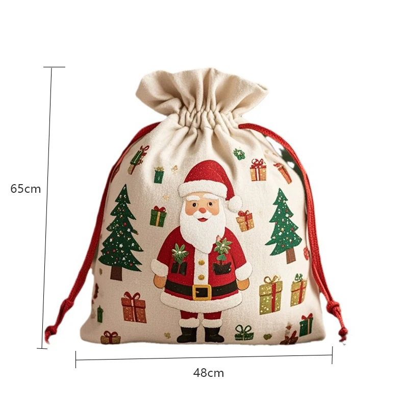 حقيبة كبيرة برباط مزخرفة لعيد الميلاد، حقيبة تخزين وتوزيع هدايا سانتا كلوز للهدايا الاحتفالية #4