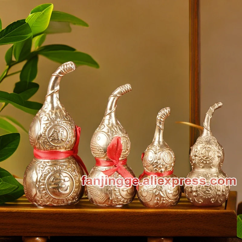 Hu Lu Feng Shui Copper Bugua Gourd Interior Qrnaments Pendant Wu Lou Craft For Car Vintage Home Decoration Accessories