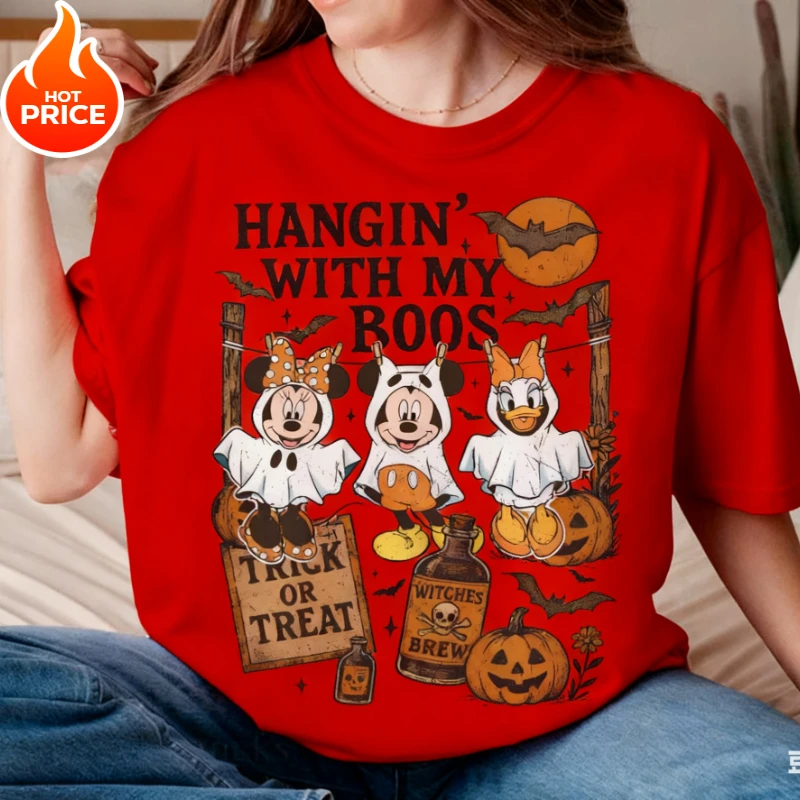 Disney Halloween Mickey Mouse Boy Girl Summer T-Shirt Family Parent-Child Wear Oversized Casual Loose Men Women Short Sleeve Tee