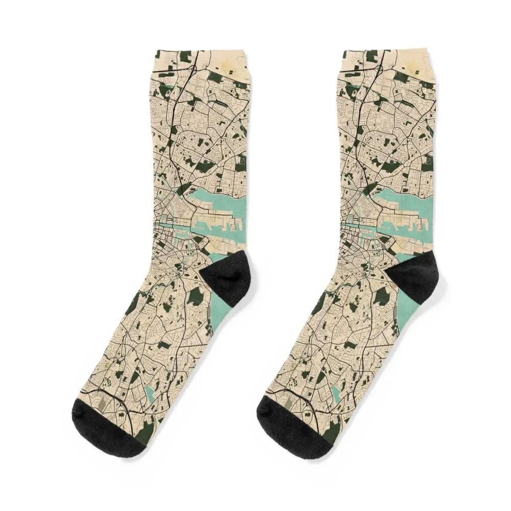 

Dublin City Map of Ireland - Vintage Socks sports and leisure christmas gift anime custom Women's Socks Men's