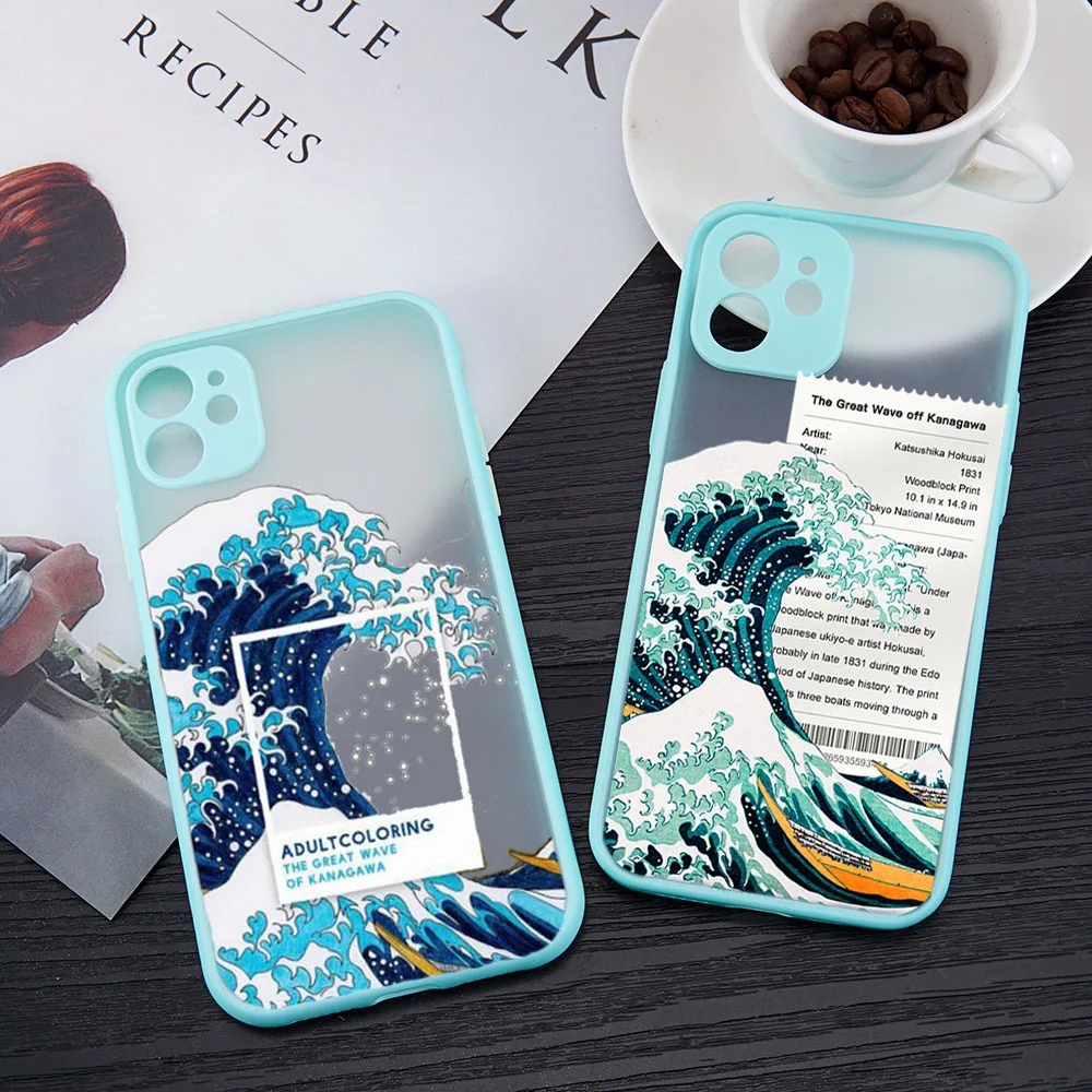 

Fashion Great Blue Wave Clear Phone Case For iPhone 14 13 12 11 Pro MAX XS X Mini XR 7 8 Plus Shockproof Hard Matte Cover Fundas