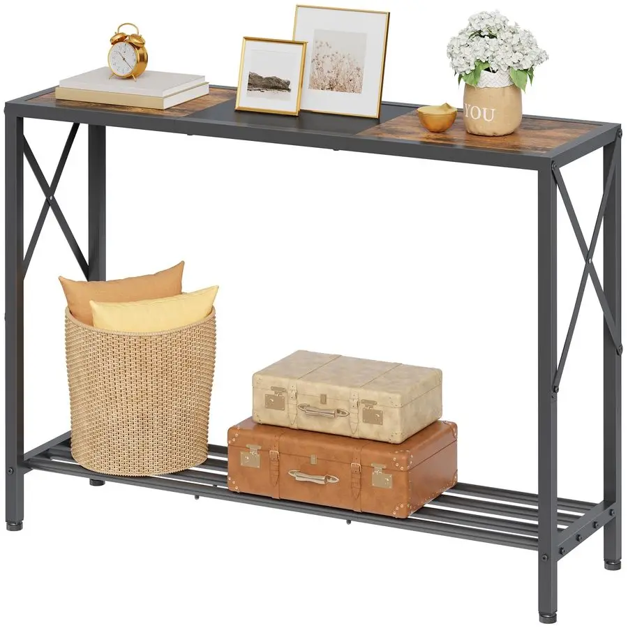 

Console Table 41.8 u201d, 2Tier Industrial Entryway Table, Narrow Entrance Sofa Table with Shelves, Hallway, Living Room, Foyer