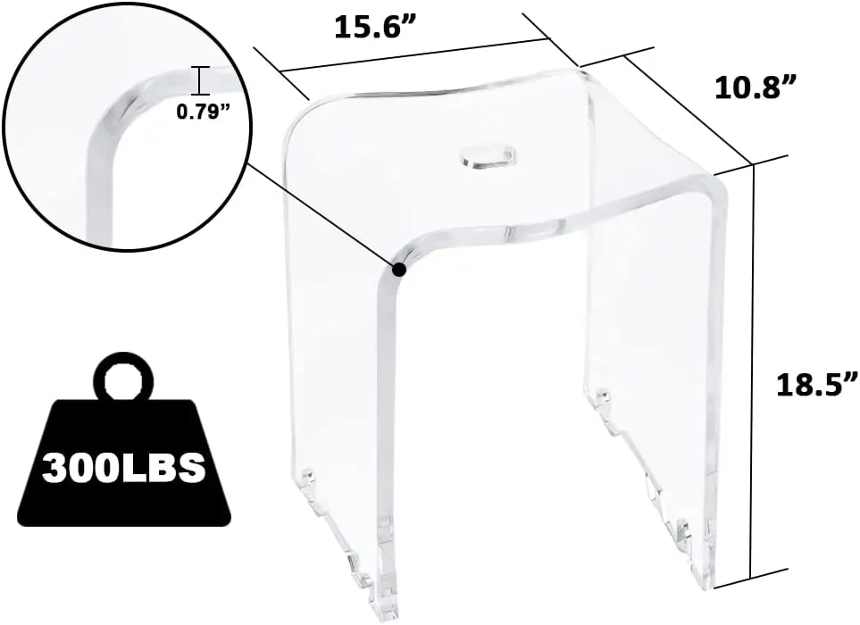 Acrylic table Clear Acrylic Vanity Bathroom Side Table, Shower Stool,Acrylic Bathroom Stool for Inside Shower