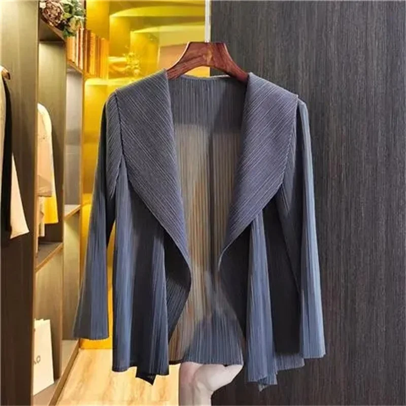 Wrinkled Jacket Spring/Summer New Fashion Temperament Women\'s Joker Cardigan Slim Top Women\'s Sunscreen Clothing