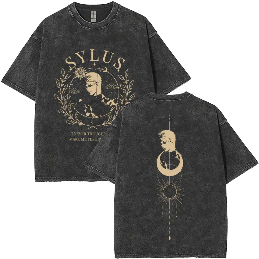 Sylus Love and Deepspace Vintage Washed T Shirts Girl Dinner Summer Harajuku Graphic T-Shirt Men's W