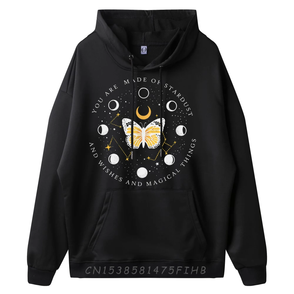 Funny Men Hoodies O Neck Long Sleeve Celestial Mystical Luna Butterfly Moon Hoodies Normal Hoodies
