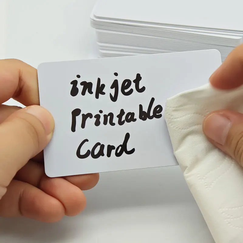 100pcs Wholesale CR80 White PVC Inkjet Card Inkjet Printing Plastic Blank Card