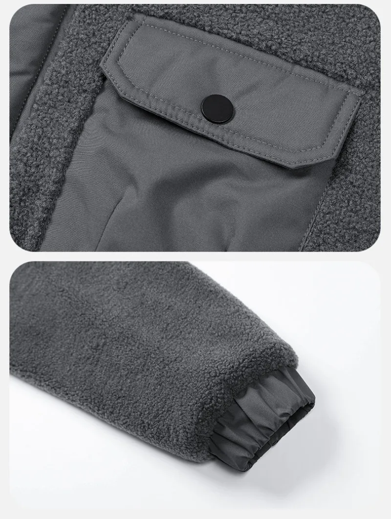 Ciclismo all'aperto Sport Campeggio Casual, Alla moda, Sciolto, Moda da uomo, Viaggi, Affari, Giacca in cotone di pelle di agnello calda e antivento