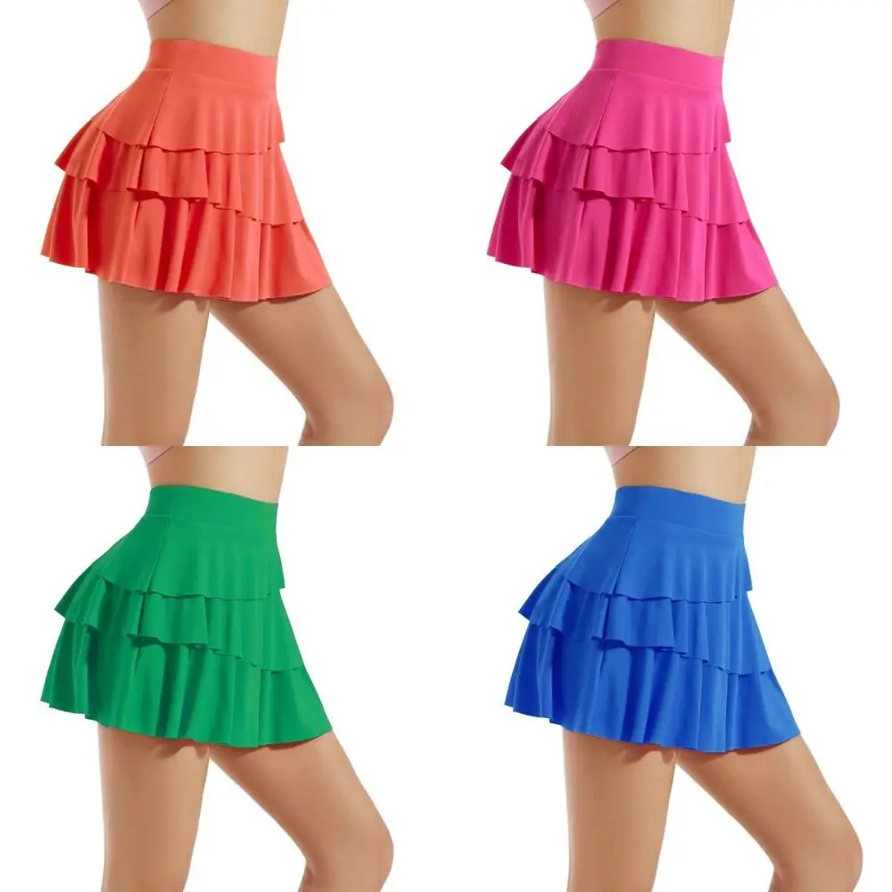 2 Pockets Women's Pleated Tennis Skirts Ruffle with Shorts Golf Athletic Skirt Quick Drying Tummy Control Sports Dance Skirt
