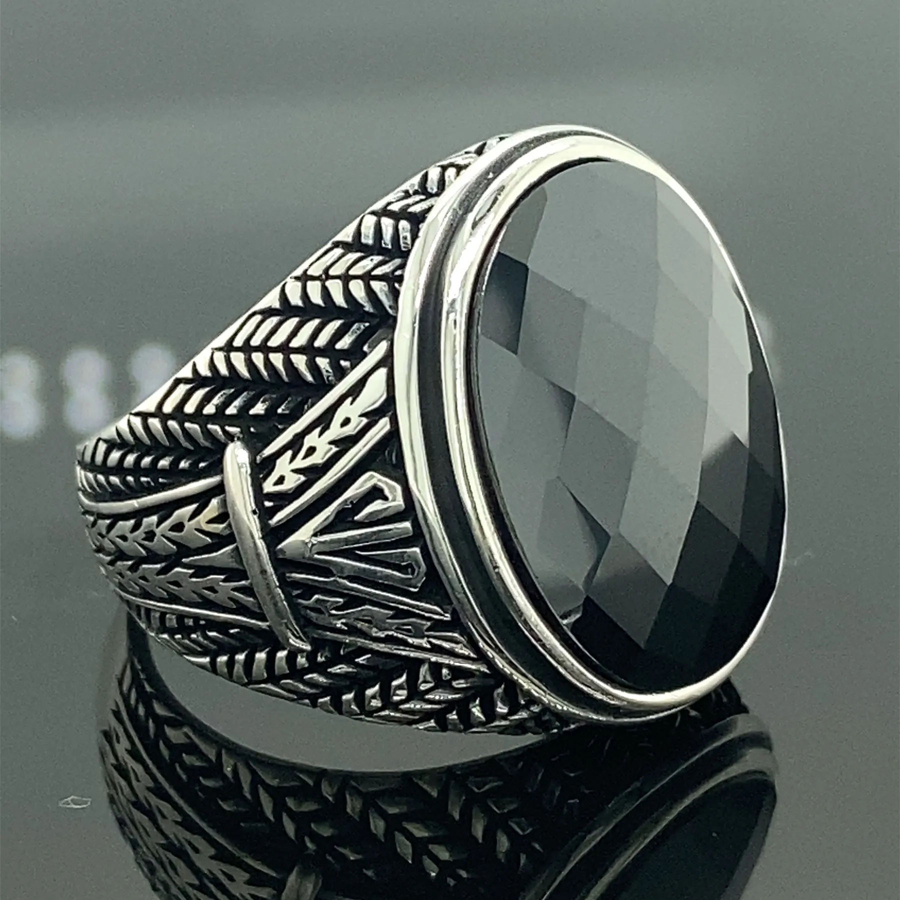 

Man Black Stone Ring , Ottoman Style Ring , Black Zircon Stone Turkish Men's Ring , 925k Sterling Silver Ring , Gift For Him