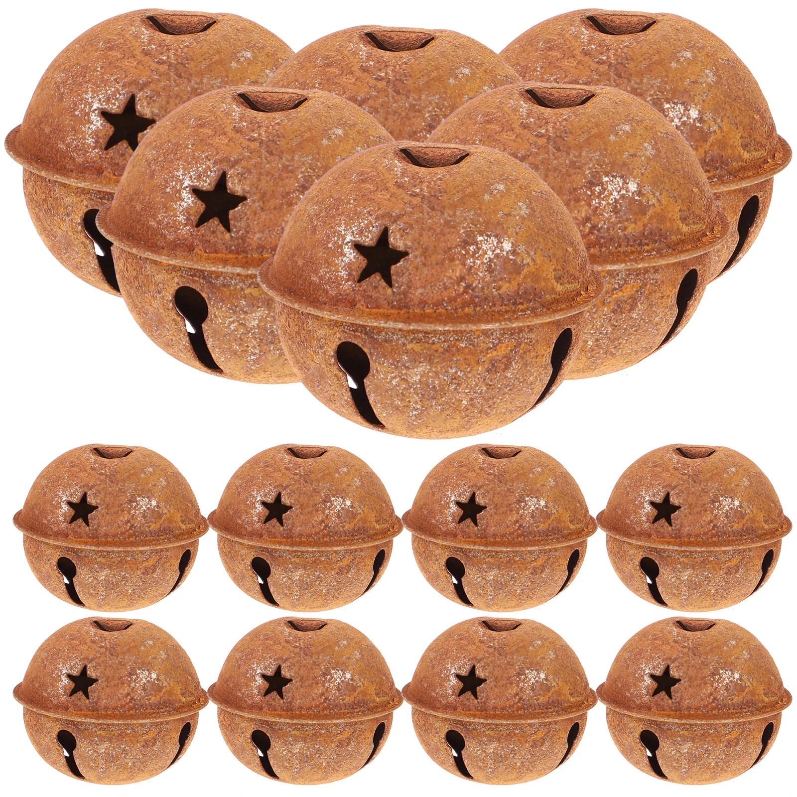 

24Pcs Vintage Style Star Hole Bells Rust-Looking Metal Jingle Bells for Christmas Tree Wedding Ornament Craft Rusted Bell