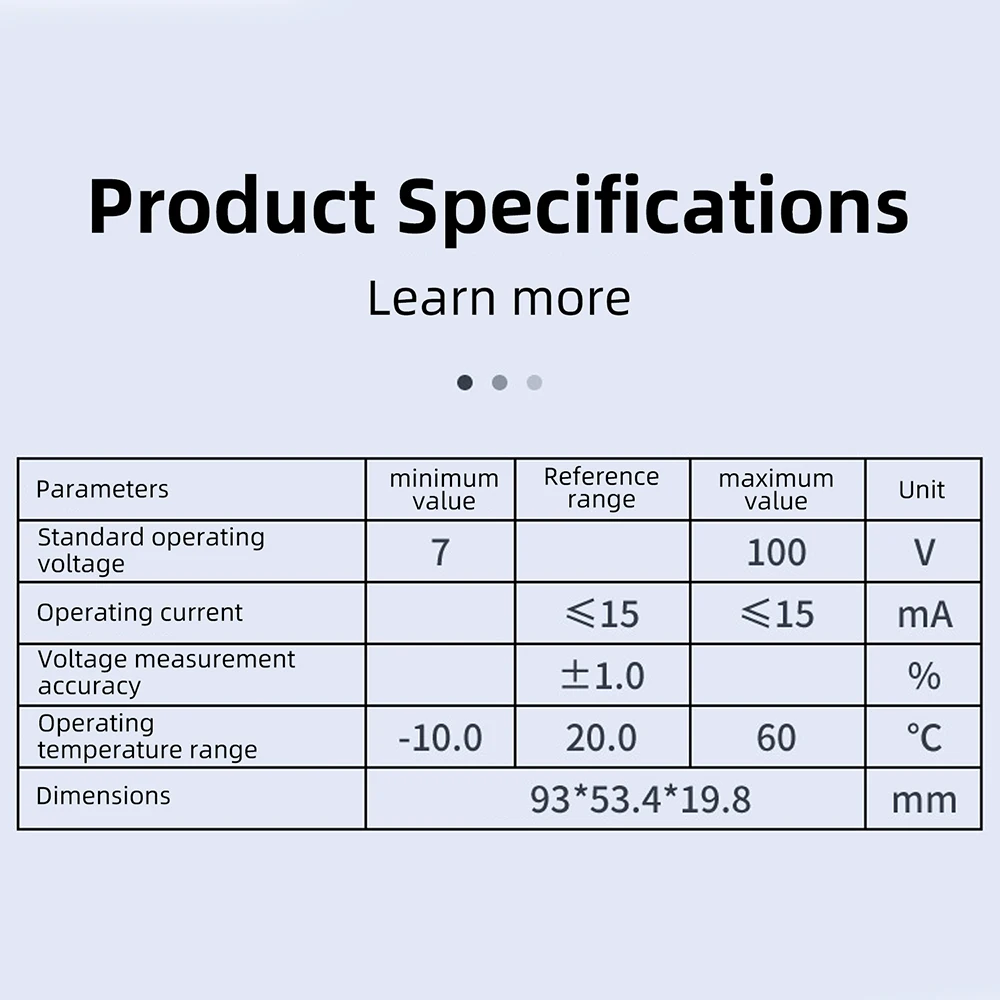 DC 7-100V Zweidrahtiger digitaler Spannungs- und Leistungsanzeiger, universelles Leistungsmessgerät für Säure-/Lithium-/Lithium-Eisenphosphat-Batterien – Detail 5