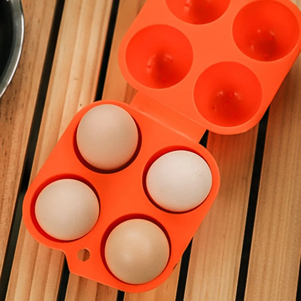 2 Pcs Durable PP Egg Cartons 4 Count Reusable Egg Container Square Folding Egg Holder Home Storage