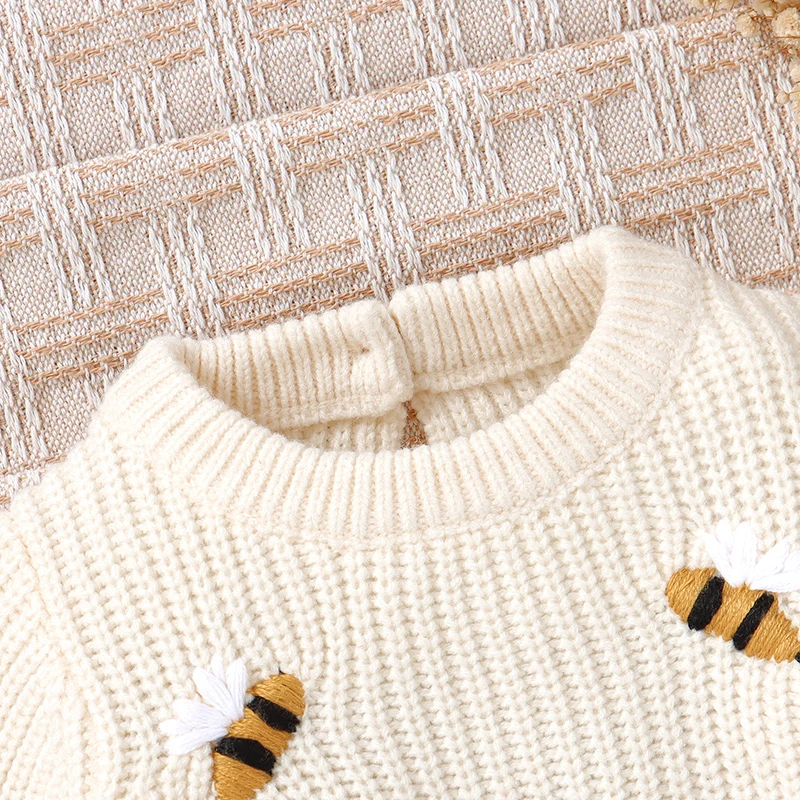 Baby Rompers Clothes 0-18m Autumn Winter Long Sleeve Knitted Newborn Boys Girls Beige Jumpsuits One Pieces Infant Unisex Outfits