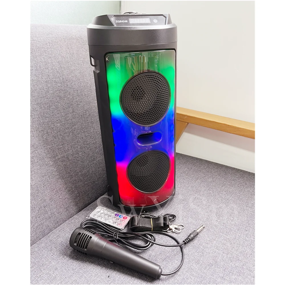 New Explosion Model Portable Bluetooth Speakers with Microphone Remote ZQS High-end Black Outdoor Dual 4 Inch Big Speakers Party