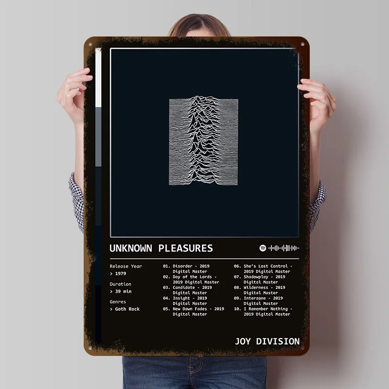 Unknown Pleasures (1979) Album Metal Poster Custom Wall Art Retro Vintage Tinplate Signs for Living Room Decoration Wand Deko