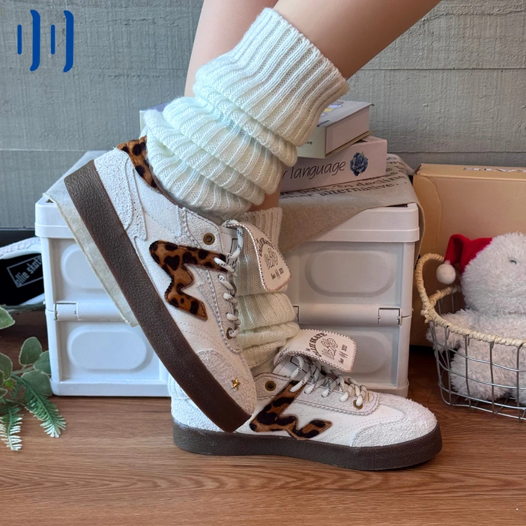 Ollieskate Year of Horse Limited Artist Leopard Print Retro Platform Low Top Trainer Shoes Street Sneakers Unisex