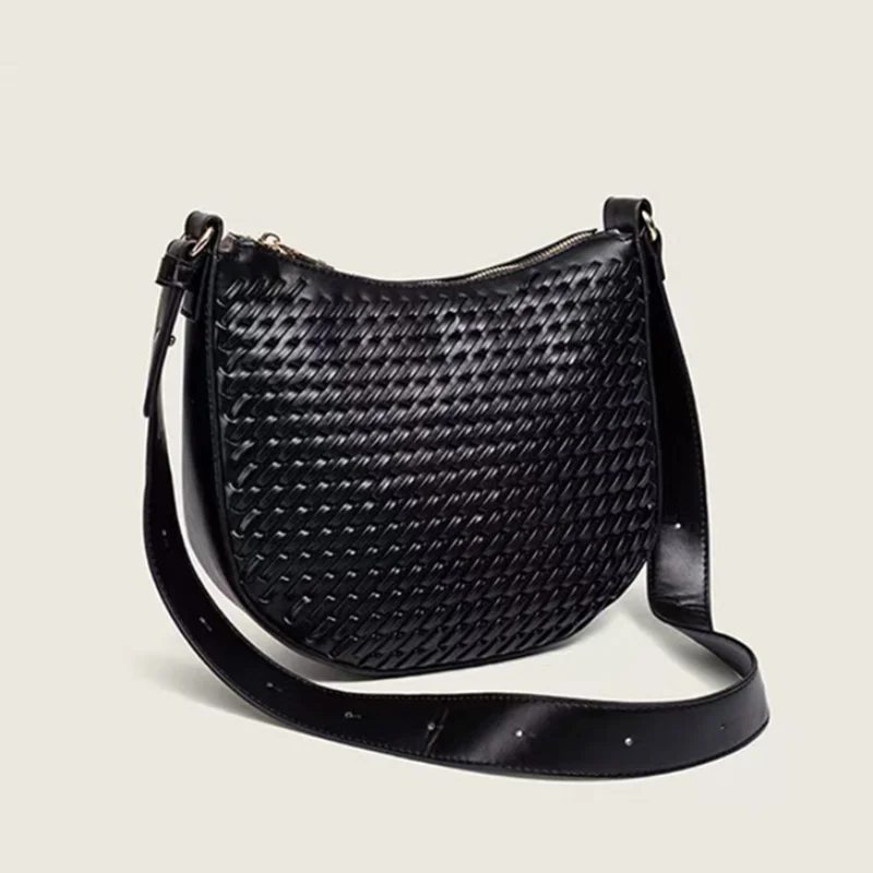 

Сумка-полумесяц ручной работы для женщин с регулируемым ремнем, из искусственной кожи, на плечо или через плечо, повседневная сумка для города, на каждый день