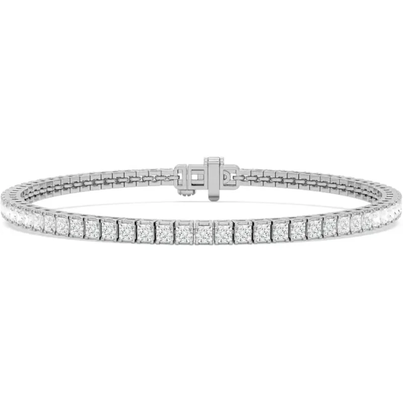 

5.68 Ct VVS1 Clarity D Color, 2.20 MM Square Stone Miracle Shine Jewelry,Princess Cut Moissanite Tennis Bracelet In 925 Sterling