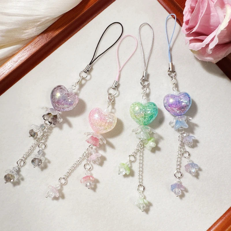 

Sweet delicate floral chubby heart-shaped flower Guben chain Guben pendant card book bag pendant mobile phone pendant keychain