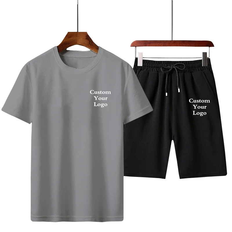 Men Custom Logo Fashion Soft Comfortable Breathable Summer Suit High Quality T Shirts + Shorts Suit Sports Jogging Set