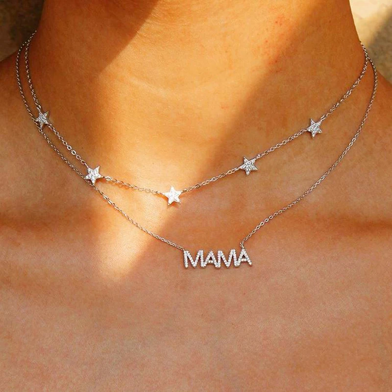 925 Silve Chocker Necklaces Thin Chain Link Dainty Stars Boho Women Collar Trendy Sweet Jewelry