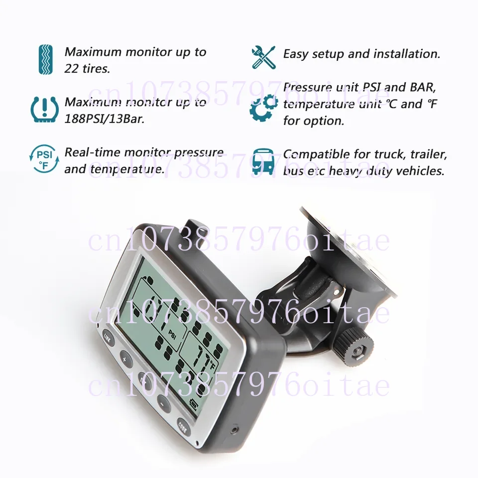 Truck RV Bus TPMS 6/8/10/12/14/16/18 199PSI Wheels External Sensors Tire Pressure Monitoring System for Trailers Tire Gauges