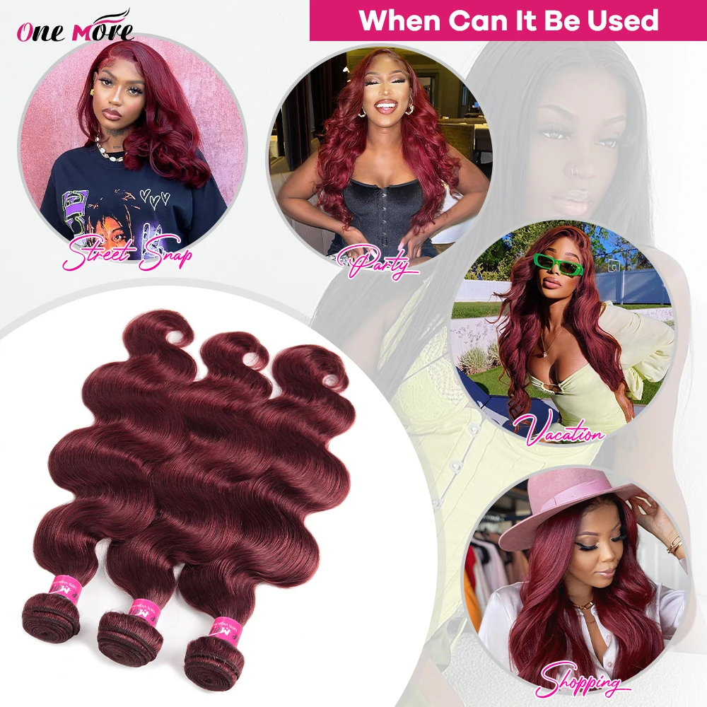 28 30 Inch Burgundy 99j Body Wave Bundles Red Colored Human Hair Bundles 1/3/4 PCS Bundle Deals Brazilian Hair Weave Bundles