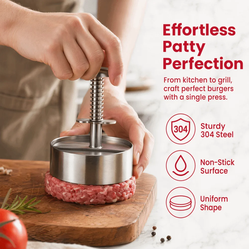 Stainless Steel Burger Press Round Non Stick Patty Making Mold Kitchen Tool 8/10/12 cm Hamburger Patty Maker Home Cooking