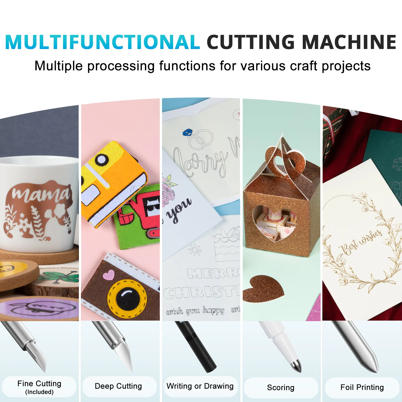 HTVRONT Vinyl Cutter Machine 2-DIY Cutting Machine for All Crafts Create Customized Card Compatible with iOS Android Windows Mac
