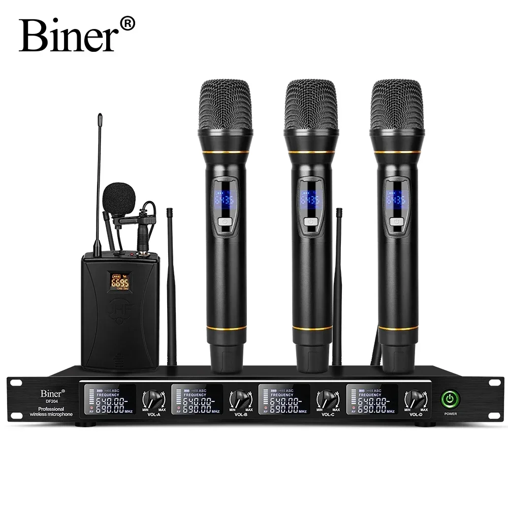 Biner DF204 Best Wireless Lapel Microphoner Handheld Microphone System For Conference Room