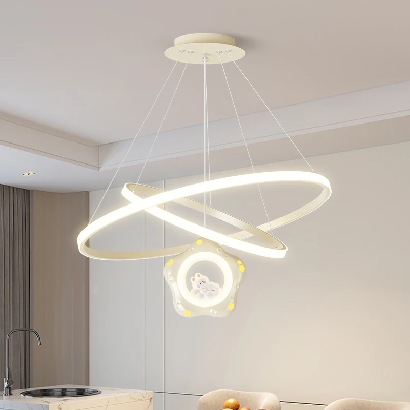 Cream Style Led Restaurant Pendant Lights Creative Living Room Dining Table Chandelier Simple Modern Home Interior Lighting Lamp