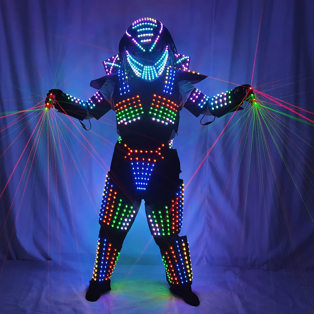 Full Color LED Robot Suit, Laser Predator Costume, Stage Dancer, Iron Soldier Wearing, Cosplay Suit for Nightclub
