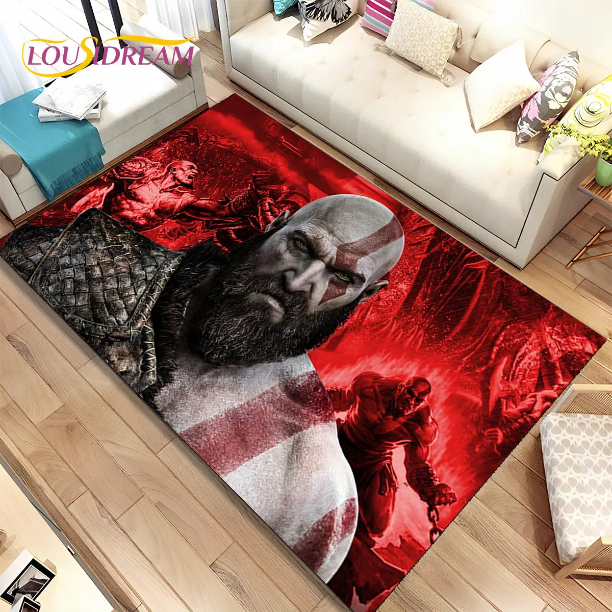 God of War Game Gamers Kratos  Area Rug,Carpet Rug for Living Room Bedroom Sofa Doormat Decoration, Kids Play Non-slip Floor Mat