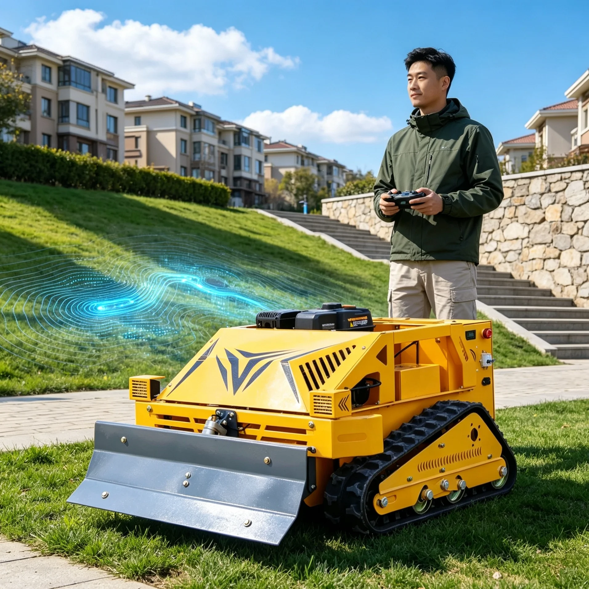 Customized 550S Tracked Self‑Propelled Lawn Mower Optional Snow Shovel Upgrade For Suburban Community Lawn Maintenance And Snow