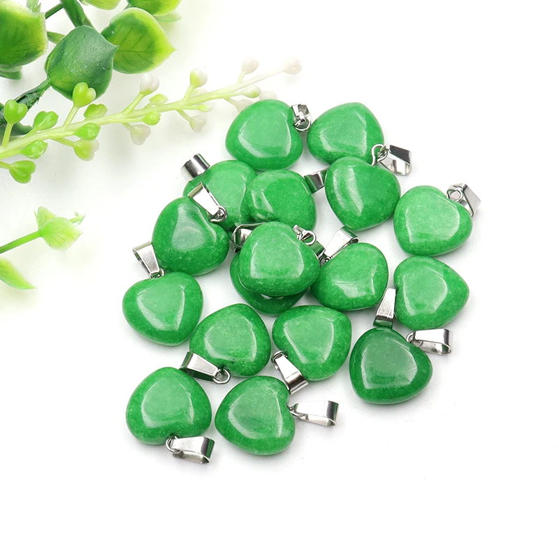 Natural Malaysian Jade Heart Pendant 20mm Love Stone Beads For DIY Jewelry Making Reiki Energy Chakra Healing Elegant Gift