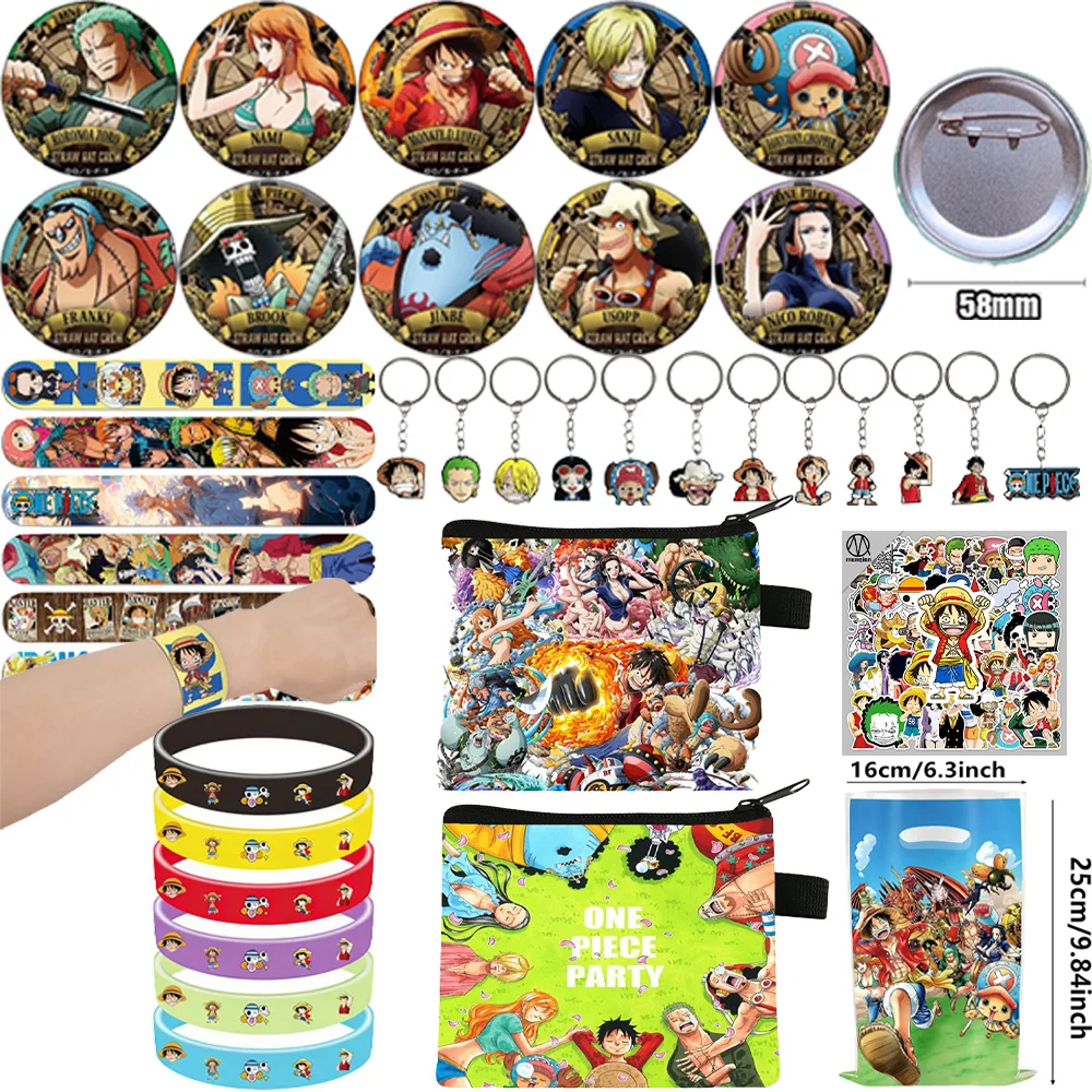 Cadeaux d'anniversaire One Piece : Autocollants, Porte-clés, Affiches, Ballons, Articles pour sacs cadeaux, Cadeaux pour invités, Fête d'anniversaire One Piece pour enfants