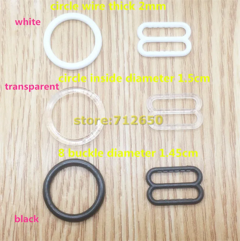 Bra Accessory Mixed 60 Pcs White Black And Transparent Suit For 1.5cm Ribbon Plastic Hook Underwear 8 Shape Buckle