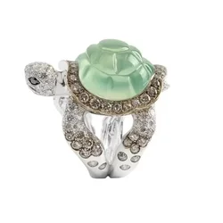 Cute Animal Ring Jumping Frog Shaped Fancy Rings with Mirco Paved Green Black Rhinestone for Women Party Jewelry