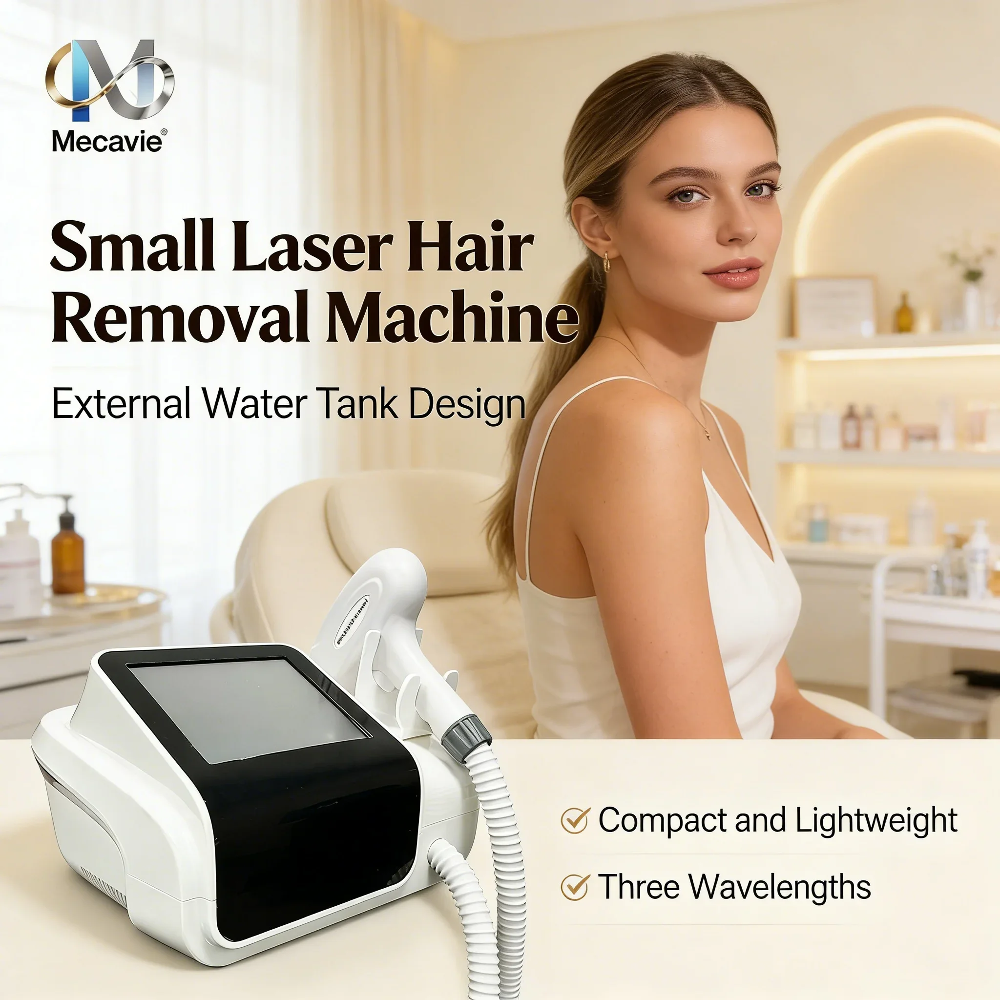 

Профессиональный мини-аппарат для лазерной эпиляции диодным титановым лазером 755 808 1064 нм, 4000 Вт, безболезненный, с внешним резервуаром для воды, CE