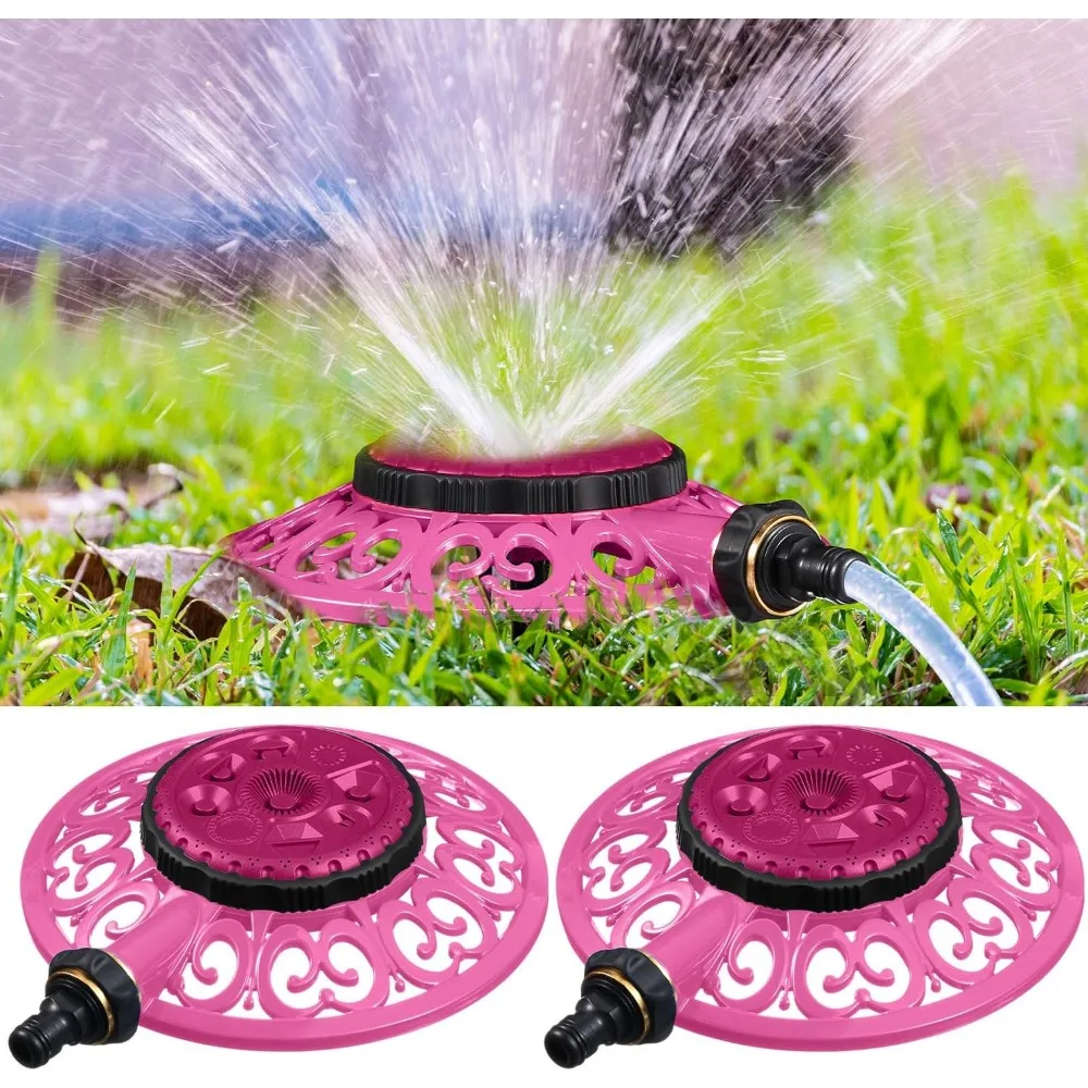 

2 pcs lawn sprinkler with metal decorative base 8 pattern stationary water sprinkler automatic turret pattern sprinkler for wate